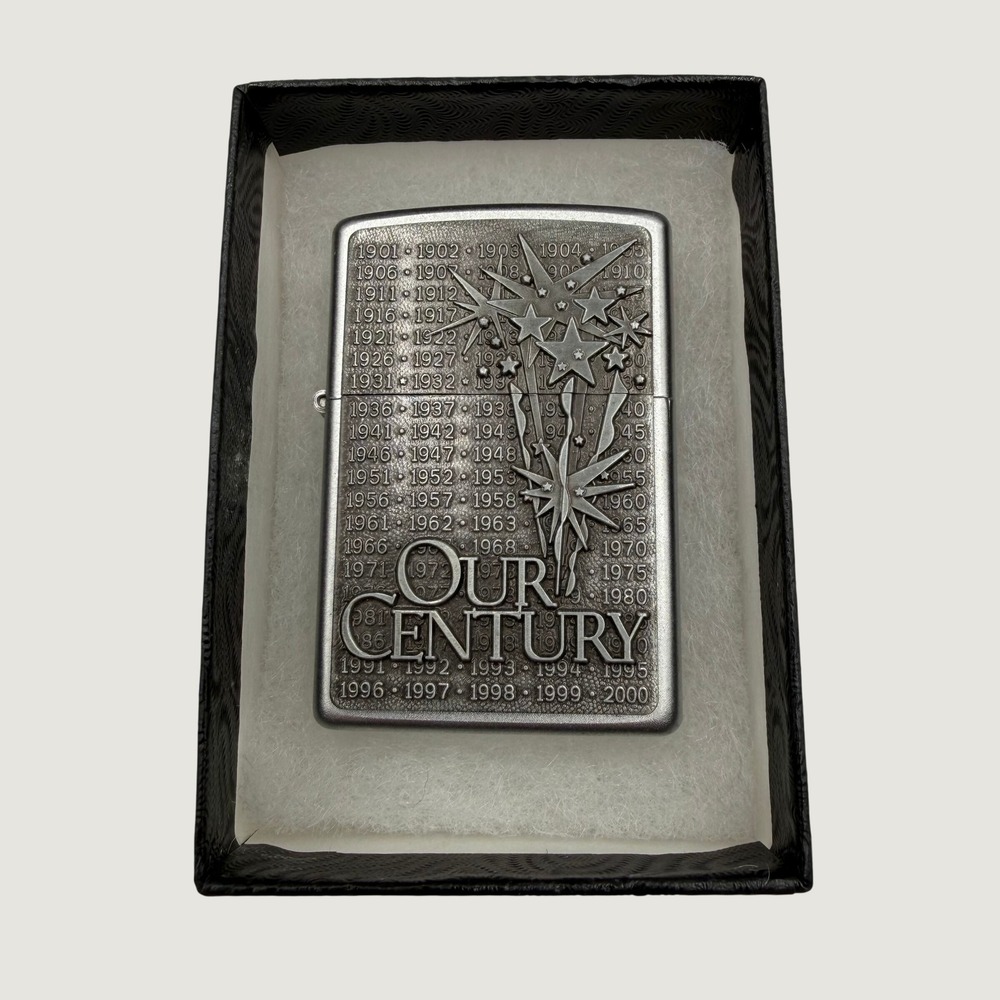 Zippo Our Century 1901-2000 Collectible Lighter Silver Tone New in Box 1999 XV